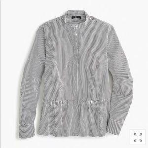 J Crew Stripe stretch button up shirt with peplum